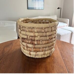 Vintage Palm Leaf Coiled‎ Basket